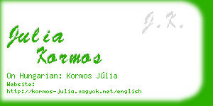 julia kormos business card